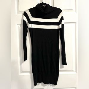 Striped Turtleneck Sweater Dress